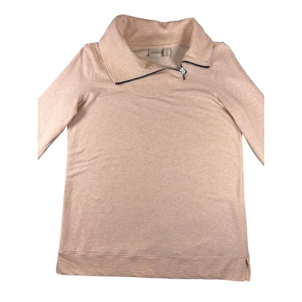 Chico's Zenergy Size 1 Pink Asymmetrical Quarter Zip Tunic